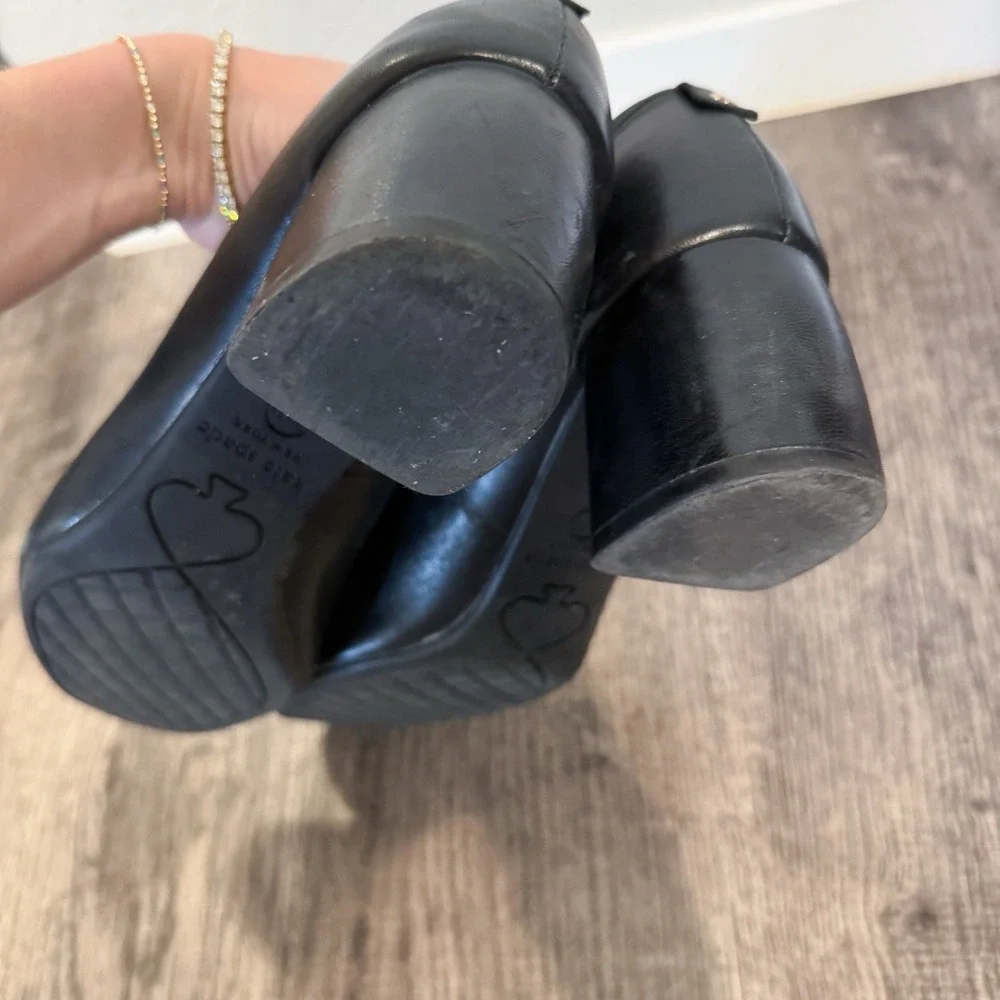 Kate Spade Loafers‎ Women's 8.5 M Loafer Heels Black Leather